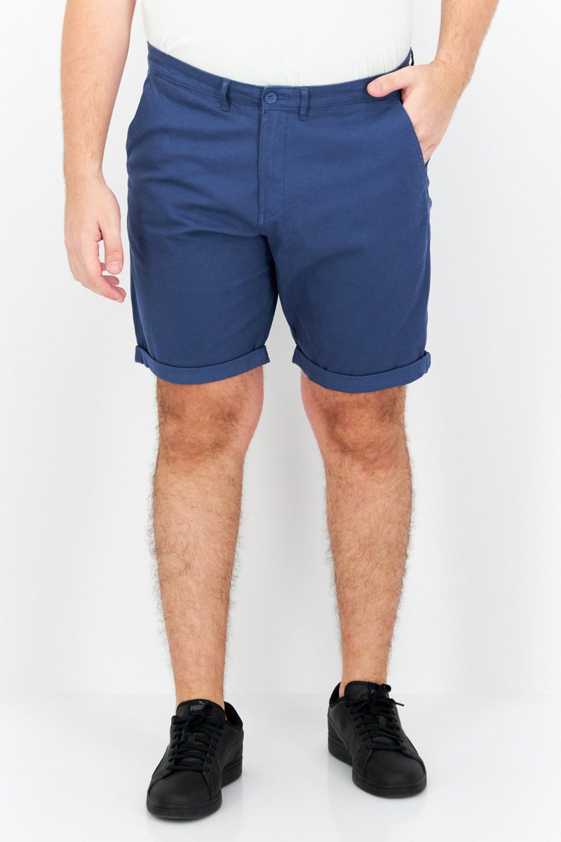 Celio Men Plain Basic Shorts, Navy - Image 1